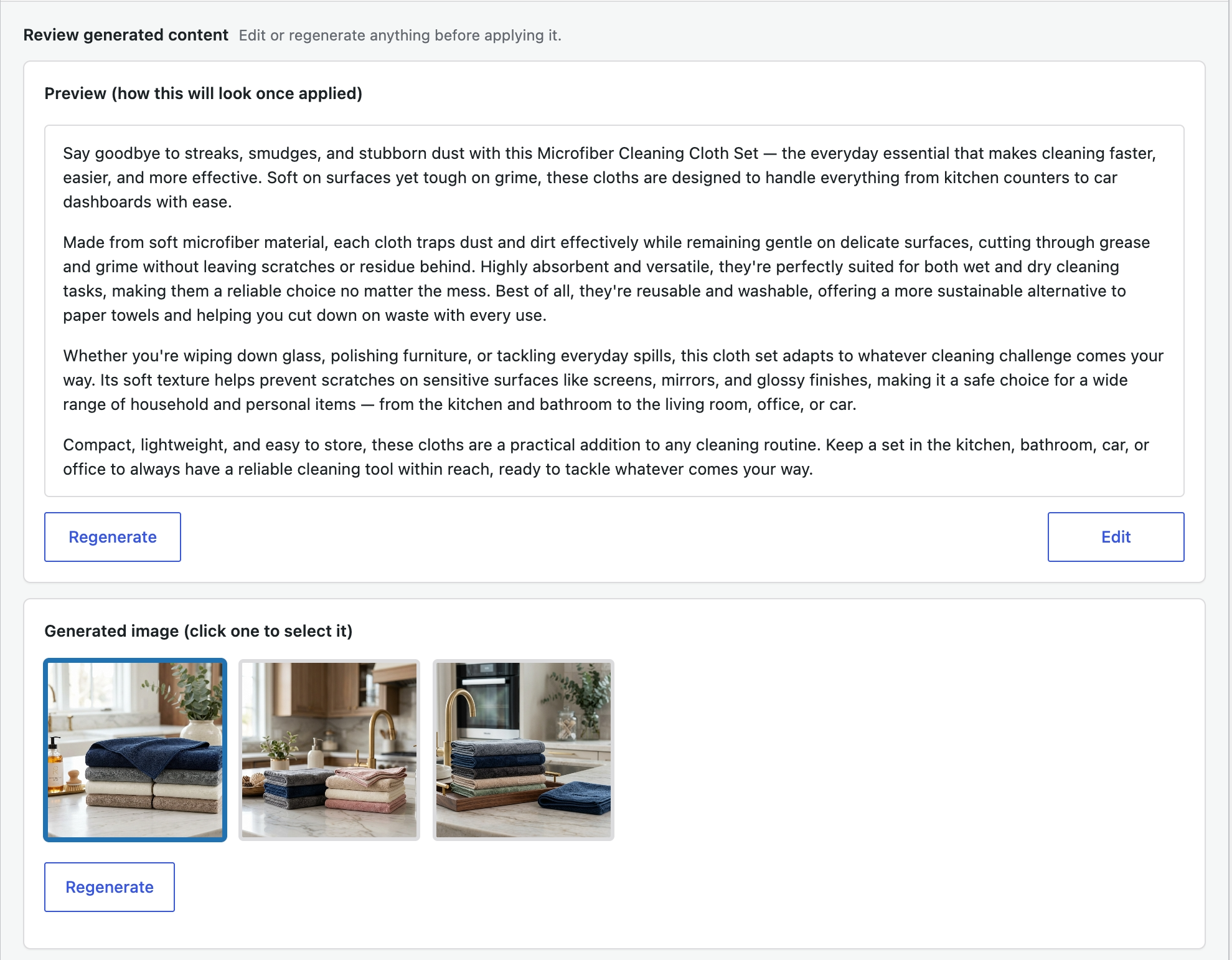 Reviewing generated image candidates